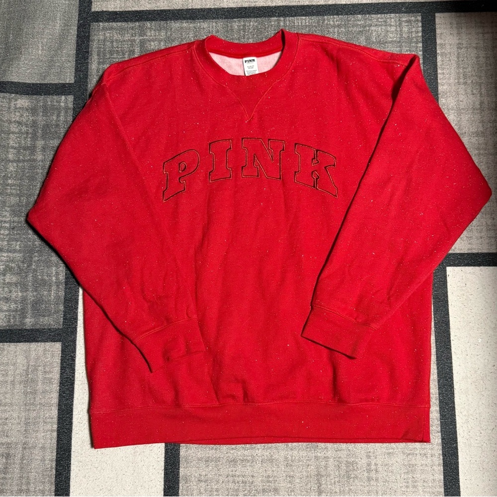 Victoria’s Secret Pink Red Shimmer Sweatshirt